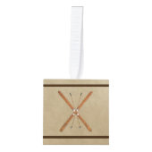 クロスカントリースキーオンオールド紙 キューブオーナメント (正面)