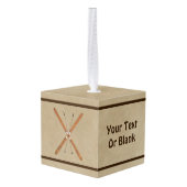 クロスカントリースキーオンオールド紙 キューブオーナメント (裏面アングル)