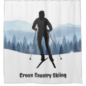 クロスカントリースキーデザイン シャワーカーテン (正面)