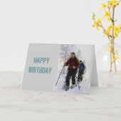 クロスカントリースキーヤー カード (黄色い花)