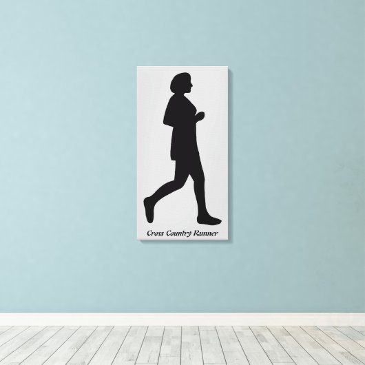 クロスカントリーランナー女性シルエットキャンバス キャンバスプリント (インサイチュ (ウッドフロア))