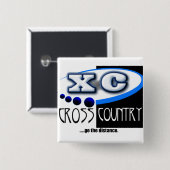 クロスカントリーランニングのモットー – 距離XC 缶バッジ (正面&裏面)