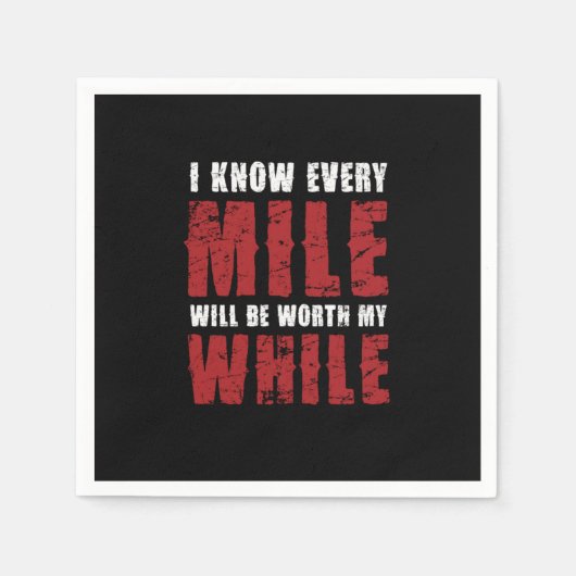 クロスカントリーランニングズランナータイポグラフィ毎マイル スタンダードカクテルナプキン (正面)