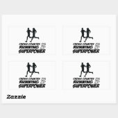 クロスカントリーランニングデザイン 長方形シール (シート)