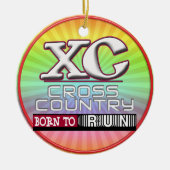 クロスカントリー生まれをマローンにモッ走トする セラミックオーナメント (正面)
