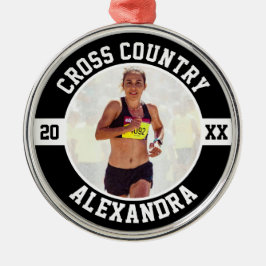 クロスカントリー走者 ランニング XC スポーツ チーム カスタム メタルオーナメント