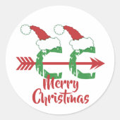 クロスカントリー©クリスマスおもしろいホリデー ラウンドシール (正面)