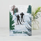 クロスカントリー・スキーヤー 雪嵐 - カスタマイズ可能 招待状 (スタンド正面)