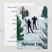 クロスカントリー・スキーヤー 雪嵐 - カスタマイズ可能 招待状 (正面/裏面)