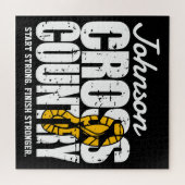 クロスカントリーADD文字ランニングランナーのチームプレーヤー ジグソーパズル (横)