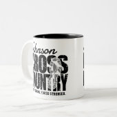 クロスカントリーADD文字ランニングランナーのチームプレーヤー ツートーンマグカップ (正面左)