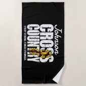 クロスカントリーADD文字ランニングランナーのチームプレーヤー ビーチタオル (正面)