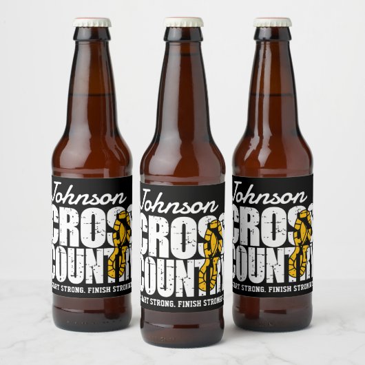 クロスカントリーADD文字ランニングランナーのチームプレーヤー ビールラベル (ボトル)