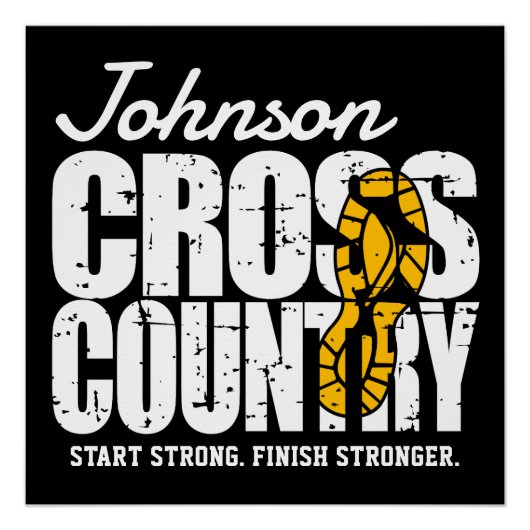 クロスカントリーADD文字ランニングランナーのチームプレーヤー ポスター (正面)