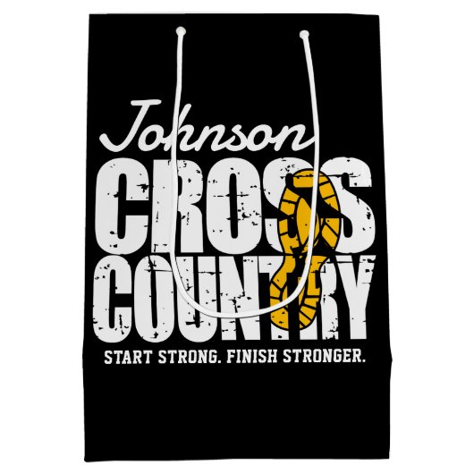 クロスカントリーADD文字ランニングランナーのチームプレーヤー ミディアムペーパーバッグ (裏面)