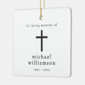 クロスカートメモリアル付きミニマル白黒 セラミックオーナメント (左)