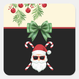 クロスキャンズのカスタムサンタ クリスマスホリデー スクエアシール