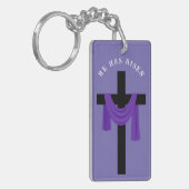 クロスキーチェーン上の紫のサッシ キーホルダー (正面左)