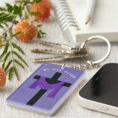 クロスキーチェーン上の紫のサッシ キーホルダー (正面右)