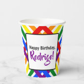 クロスクロスストライプレインボーカラー誕生日イベント 紙コップ (裏面)