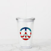 クロスグランジアメリカ国旗の平和サイン アクリルタンブラー (正面)
