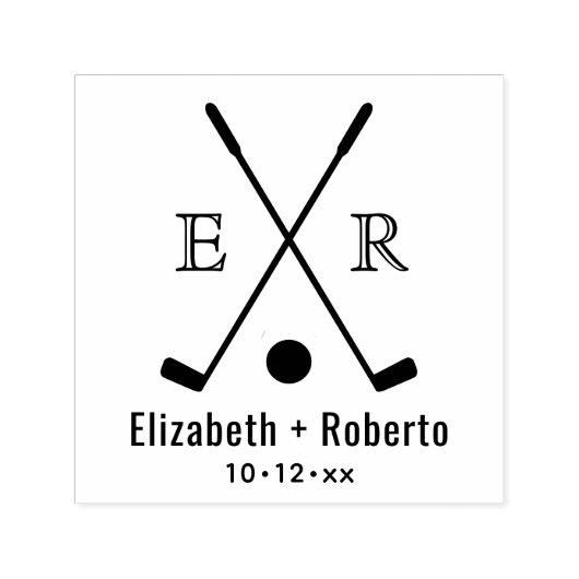 クロスゴルフクラブカップル2イニシャルモノグラム セルフインキングスタンプ (デザイン)