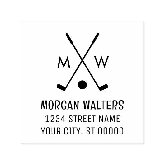 クロスゴルフクラブゴルフボールモノグラム名アドレス セルフインキングスタンプ (デザイン)