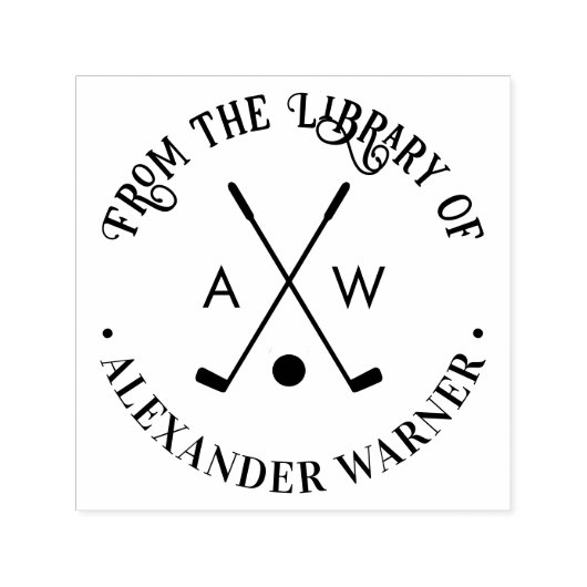 クロスゴルフクラブゴルフボールモノグラム図書室 セルフインキングスタンプ (デザイン)