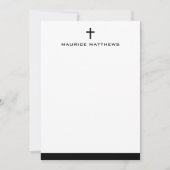 クロスシンプルネーム男らしブラックフラ縁どット ノートカード (正面)