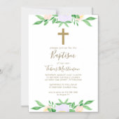 クロスシンプルバプテスマのフローラ マグネット招待状 (正面)