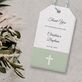 クロスシンプルバプテスマを持つ緑ありがとう ギフトタグ