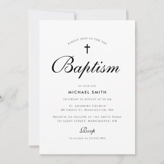 クロスシンプルバプテモダンィスの招待 招待状 (正面)