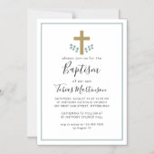 クロスシンプルバプテ離れィストを持つユーカリの マグネット招待状 (正面)