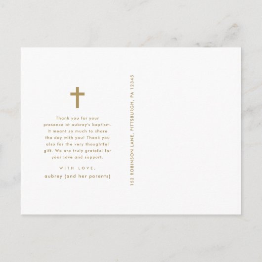 クロスシンプルフォトポストカードでバプテスマありがとう ポストカード (裏面)