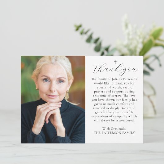 クロスシンプルフォトメパーソナライズされたッセージ サンキューカード