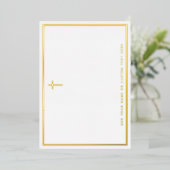 クロスシンプル銀縁ど金ゴールド箔ノートカード 箔招待状 (立ち正面)