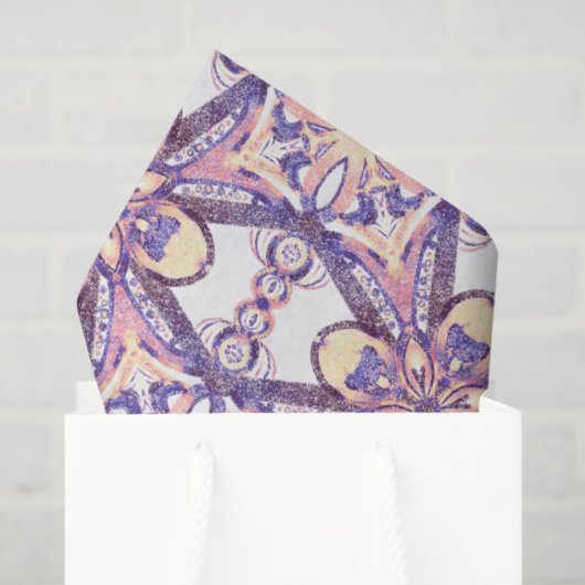 クロスジオメトリックパターン – セラミックタイルの模倣 薄葉紙 (ギフトバッグ)