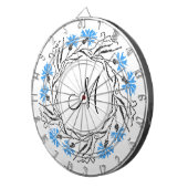 クロススティッチコーンフラワーサークルモノグラムイニシャル ダーツボード (正面右)