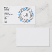 クロススティッチコーンフラワーサークルモノグラムイニシャル 名刺 (正面/裏面)