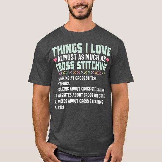 クロスステッチおもしろいラブステッチ裁縫ギフト Tシャツ (正面)