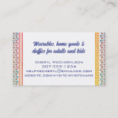 クロスステッチのピクセルアート刺繍花ブルー 名刺 (裏面)