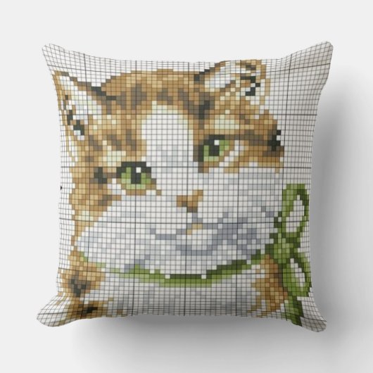 クロスステッチの子猫 クッション (正面)