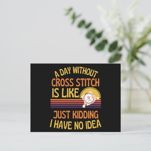 クロスステッチの恋人のないおもしろい日 ポストカード (スタンド正面)