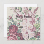 クロスステッチの花 招待状 (正面/裏面)