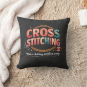 クロスステッチの面白い刺繍名言デザイン クッション (ブランケット)