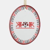 クロスステッチの鳥 セラミックオーナメント (右)