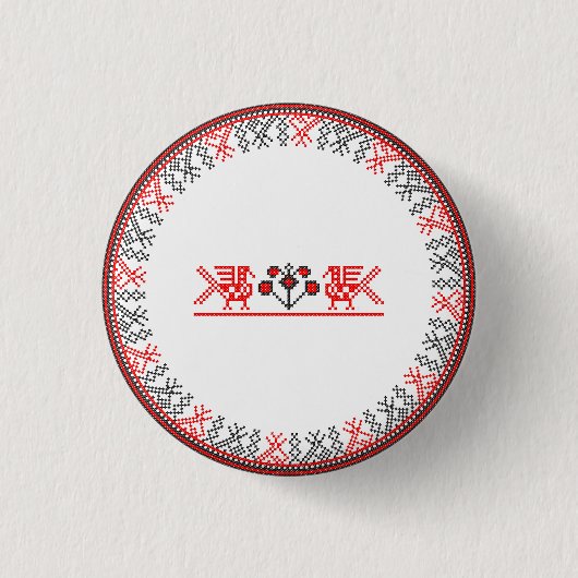 クロスステッチの鳥 缶バッジ (正面)