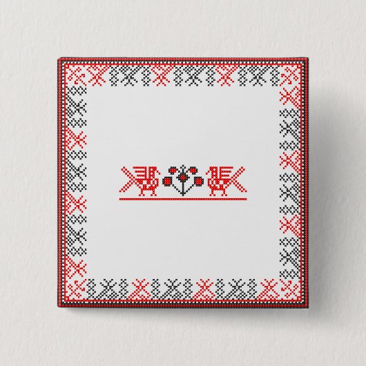 クロスステッチの鳥 缶バッジ (正面)