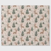 クロスステッチクリスマスツリー&ディアスノーフォレスト ラッピングペーパー (フラット)