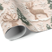 クロスステッチクリスマスツリー&ディアスノーフォレスト ラッピングペーパー (ロールコーナー)